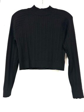 Aritzia Sunday Best cable knit mock neck crop sweater Large minimalist Classic